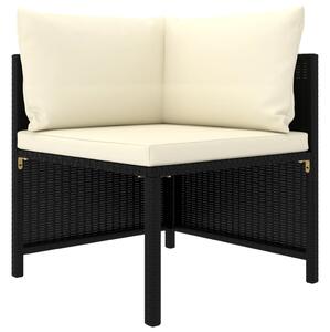 VidaXL Modularna kutna sofa od poliratana s jastucima crna