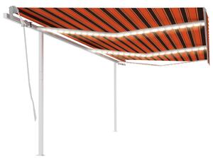 VidaXL Tenda na ručno uvlačenje s LED svjetlima 6x3 m narančasto-smeđa