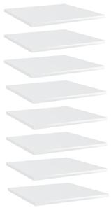VidaXL Police za knjige 8 kom visoki sjaj bijele 40x40x1,5 cm iverica