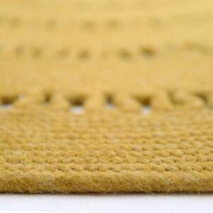 Senf žuti ručno rađeni tepih od mješavine vune i pamuka Nattiot Bibek, ø 110 cm