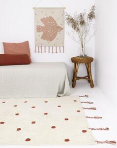Bež-crveni ručno rađeni tepih od pamuka Nattiot Numi, 100 x 150 cm