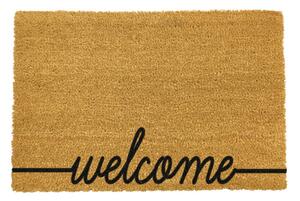 Crni otirač od prirodnog kokosovog vlakna Artsy Doormats Welcome Scribbled, 40 x 60 cm