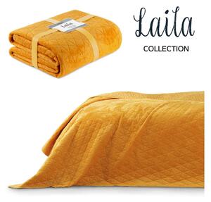 Žuti prošiven prekrivač od samta 220x240 cm Laila – AmeliaHome