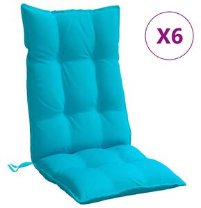 VidaXL Jastuci za stolicu s visokim naslonom 6 kom tirkizni od tkanine