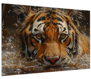 Slika - Portret tigra u vodi (90x60 cm)