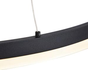 Dizajnerska prstenasta viseća svjetiljka crna 80cm uključujući LED i dimmer - Anello