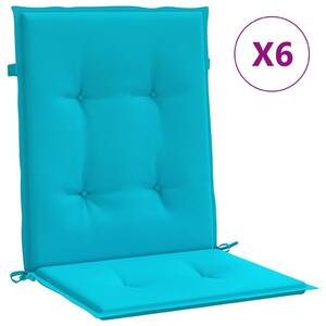 VidaXL Jastuci za stolicu s niskim naslonom 6 kom tirkizni od tkanine