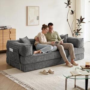 Sklopiva sofa na pod 207x106x68cm - Siva