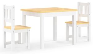 VidaXL 3-dijelni set dječjeg stola i stolica bijeli i bež MDF