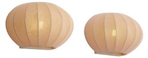 Set van 2 wandlampen beige met stoffen kap - Bida