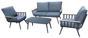 Garnitura vrtnog namještaja - trosjed + 2 stolice + stolić sivi + sivi jastuk