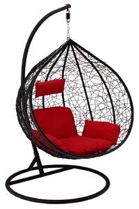 Viseća stolica - Veličina XL - Okvir crni - Jastuk crveni
