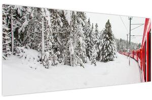 Slika - Vlak u snježnom krajoliku (120x50 cm)