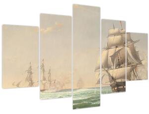 Slika - Fitz Henry Lane, The United States Frigate President Engaging the British Squadron, reprodukcije (150x105 cm)