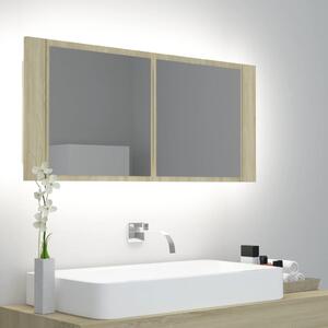VidaXL LED kupaonski ormarić s ogledalom boja hrasta 100 x 12 x 45 cm