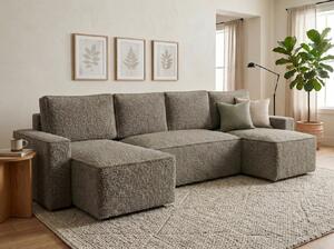 Razvlačna U kutna garnitura SMART BOUCLE 303x143 cm, sivo-smeđa
