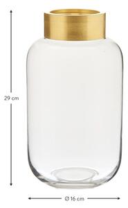 Staklena vaza s metalnim elementom u zlatnoj boji Westwing Collection Lori, visina 29 cm