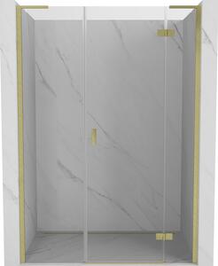 Mexen Mist-H L desna zaokretna tuš vrata 145 cm, prozirna, zlatni brušeni - 8A5L-145-001-55-00-P