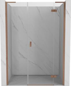 Mexen Mist-H L desna preklopna tuš vrata 130 cm, prozirna, brušena mjed - 8A5L-130-001-65-00-P