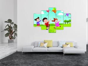 Djeca na travnjaku - moderna slika (150x105cm)