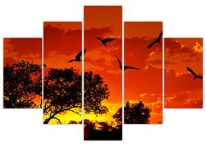 Slika ptica u zalasku sunca (150x105 cm)
