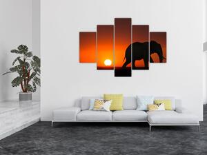 Slika slona u zalasku sunca (150x105 cm)