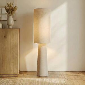 Lindby Elfie podna lampa, visina 124 cm, bež, lanena, 2x E27, Bež, Dnevni boravak/blagovaonica, Tkanina / tekstil