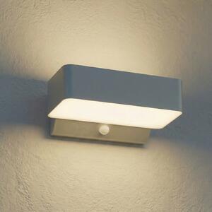 Lindby Fando LED vanjska zidna svjetiljka, mat srebro, senzor, IP44, Metalik, Aluminij