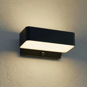 Lindby Fando LED vanjska zidna svjetiljka, antracit, senzor, IP44, Sivo, Aluminij