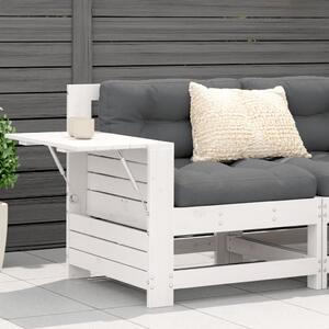 VidaXL Vrtna sofa s naslonom za ruke i stolićem bijela od borovine