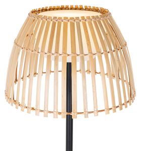 Ruralna podna lampa crna s bambusom uklj. LED - Kaiser
