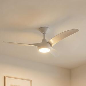 Lindby Briya LED stropni ventilator, bijeli, Ø 116 cm, CCT, prigušiva, Bijela, Dnevni boravak/blagovaonica, Plastika