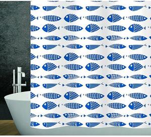 Diaqua Tekstilna zavjesa za kadu Scuby (Š x V: 240 x 180 cm, Plavo-bijele boje)