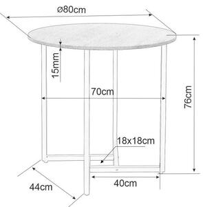 Okrugli blagovaonski stol ALTO II 80 cm, dekor bijeli mramor