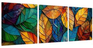 Slika - Mozaik od lišća (sa satom) (90x30 cm)