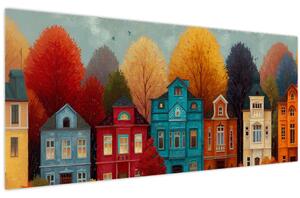 Slika - Oslikani jesenski grad (120x50 cm)