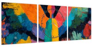 Slika - Apstraktni anđeo s cvijećem (sa satom) (90x30 cm)