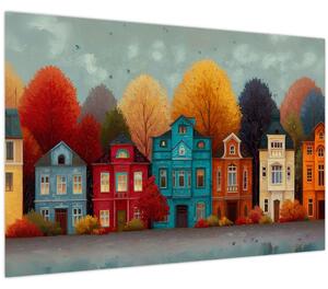 Slika - Oslikani jesenski grad (90x60 cm)