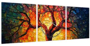 Slika - Stablo života u mozaiku (sa satom) (90x30 cm)