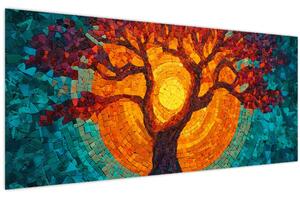 Slika - Stablo života i sunce u mozaiku (120x50 cm)