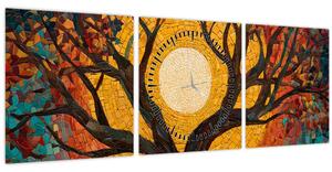 Slika - Sunce u krošnji stabla života (sa satom) (90x30 cm)