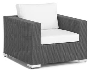 Vanjski naslonjač Comfort Garden 50964x95x90cm, Crna, Bijela, PVC pletivo