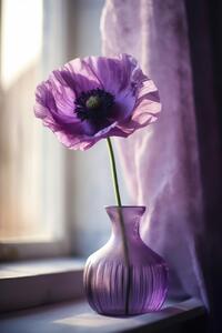 Umjetnička fotografija Purple Poppy In Vase, Treechild, (26.7 x 40 cm)