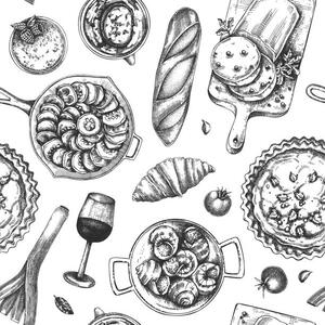 Ilustracija French food seamless pattern, Ievgeniia Lytvynovych