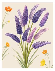 Ilustracija Purple flower, Bohonewart, (30 x 40 cm)