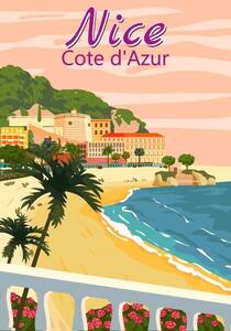 Ilustracija Nice French Riviera coast poster vintage., VectorUp