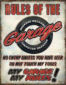 Metalni znak Rules of the Garage