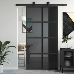 VidaXL Klizna vrata crna 102,5x205 cm od kaljenog stakla i aluminija