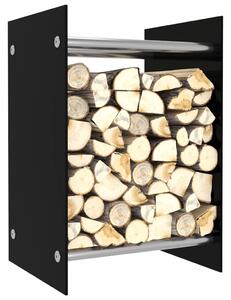 VidaXL Stalak za drva za ogrjev crni 40 x 35 x 60 cm stakleni