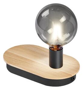 Ledvance - Stolna lampa na dodir s USB konektorom DECOR WOOD 1xE27/8W/230V